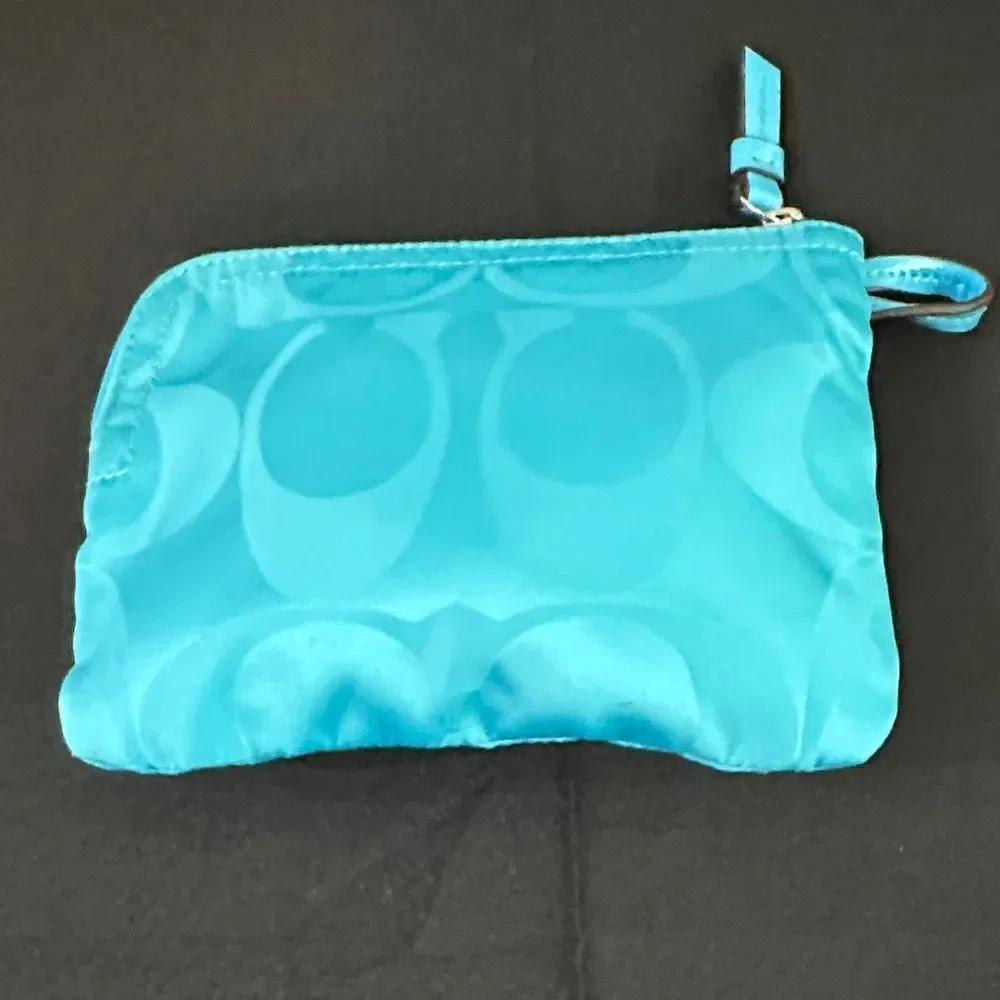 Coach Teal Logo Pouch w/ Zipper